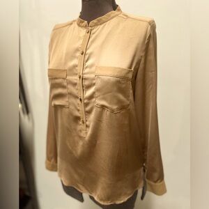 H&M light tan/warm cream colored lightweight dress shirt (6)
